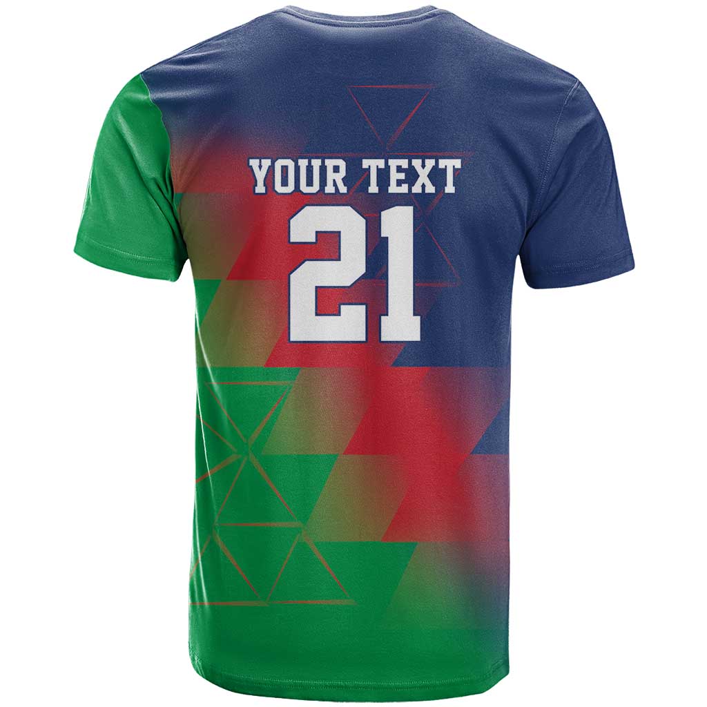 Custom Cricket African Namibia T shirt Namibian Gold Sun Flag Motif - African Pride