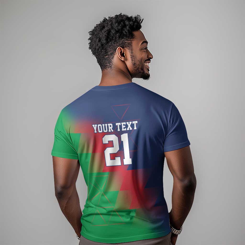 Custom Cricket African Namibia T shirt Namibian Gold Sun Flag Motif - African Pride
