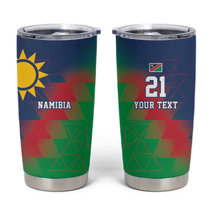 Custom Cricket African Namibia Tumbler Cup Namibian Gold Sun Flag Motif - African Pride
