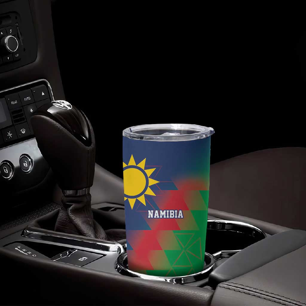 Custom Cricket African Namibia Tumbler Cup Namibian Gold Sun Flag Motif - African Pride