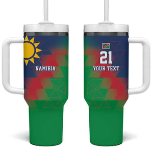 Custom Cricket African Namibia Tumbler With Handle Namibian Gold Sun Flag Motif - African Pride