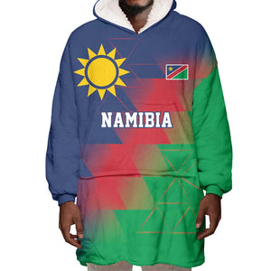 Custom Cricket African Namibia Wearable Blanket Hoodie Namibian Gold Sun Flag Motif - African Pride