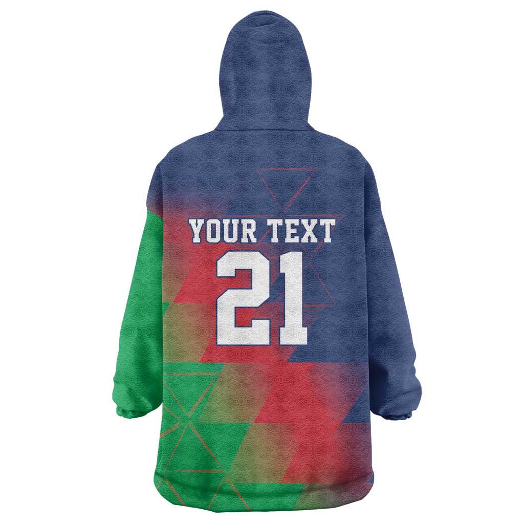 Custom Cricket African Namibia Wearable Blanket Hoodie Namibian Gold Sun Flag Motif - African Pride