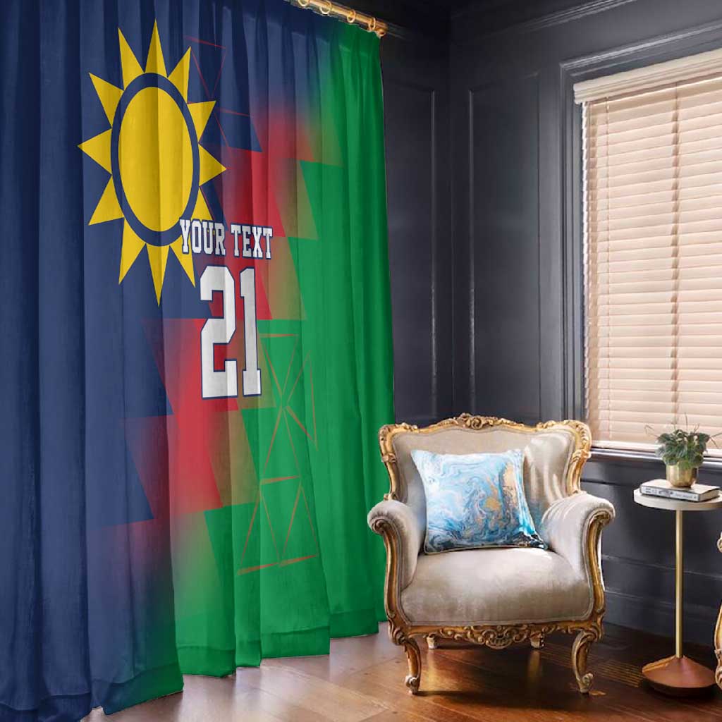 Custom Cricket African Namibia Window Curtain Namibian Gold Sun Flag Motif - African Pride