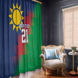 Custom Cricket African Namibia Window Curtain Namibian Gold Sun Flag Motif - African Pride