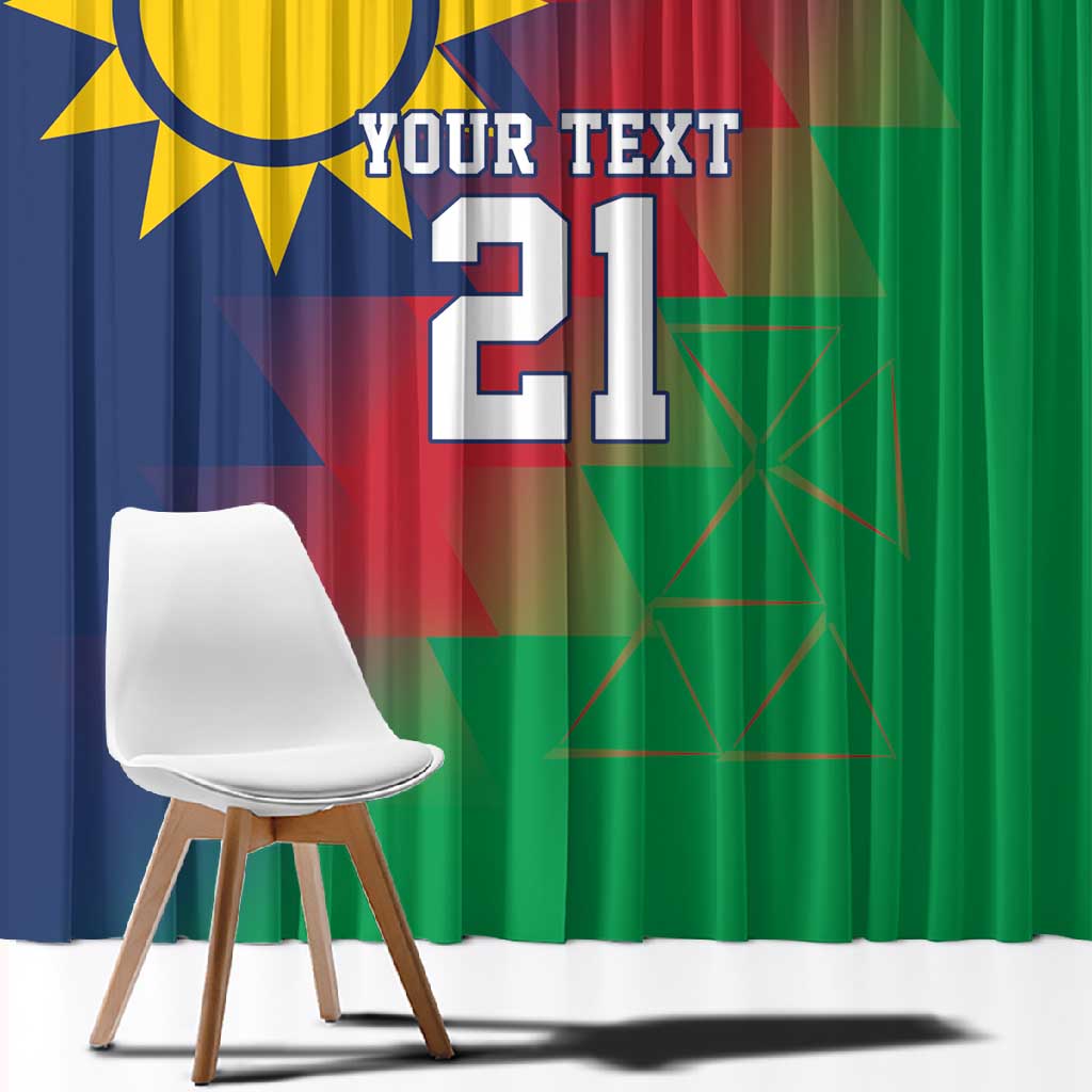 Custom Cricket African Namibia Window Curtain Namibian Gold Sun Flag Motif - African Pride