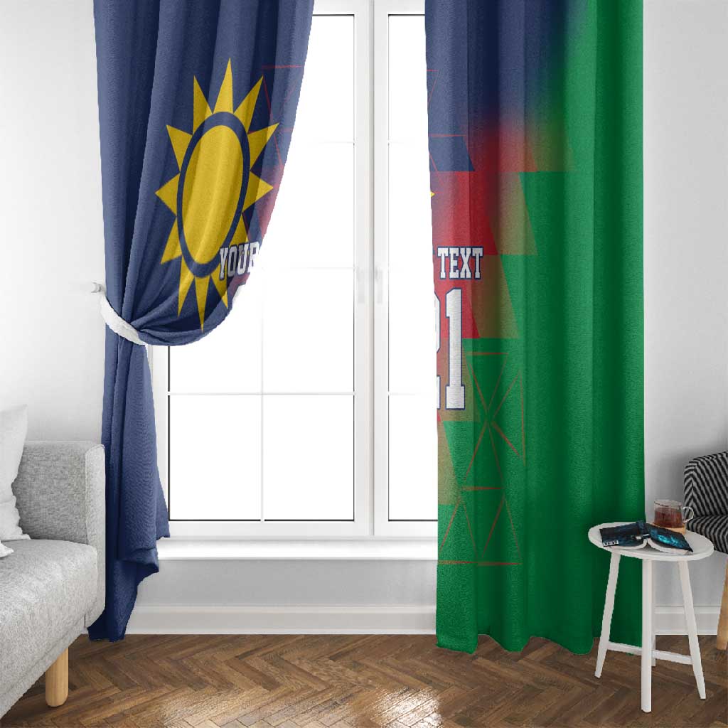 Custom Cricket African Namibia Window Curtain Namibian Gold Sun Flag Motif - African Pride