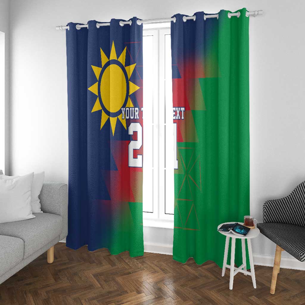 Custom Cricket African Namibia Window Curtain Namibian Gold Sun Flag Motif - African Pride