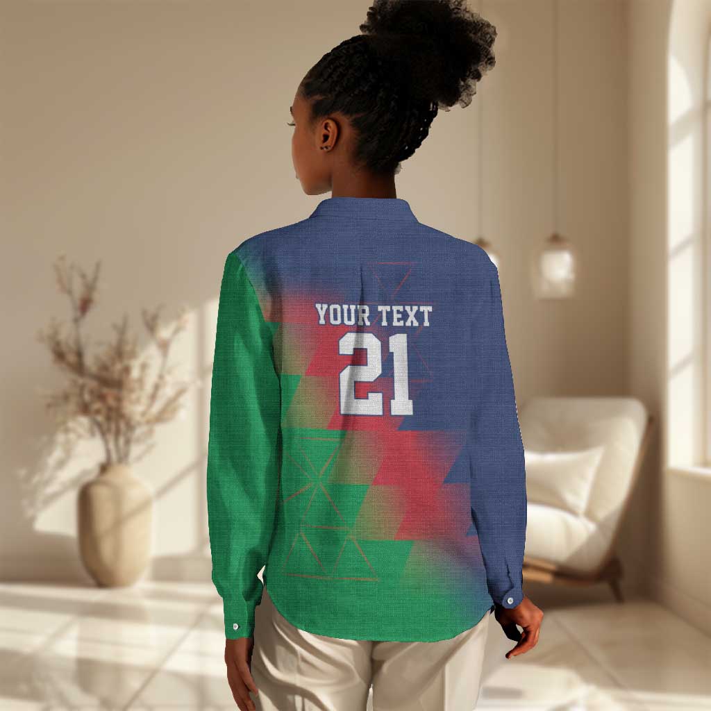 Custom Cricket African Namibia Women Casual Shirt Namibian Gold Sun Flag Motif - African Pride