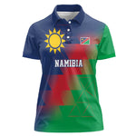 Custom Cricket African Namibia Women Polo Shirt Namibian Gold Sun Flag Motif - African Pride