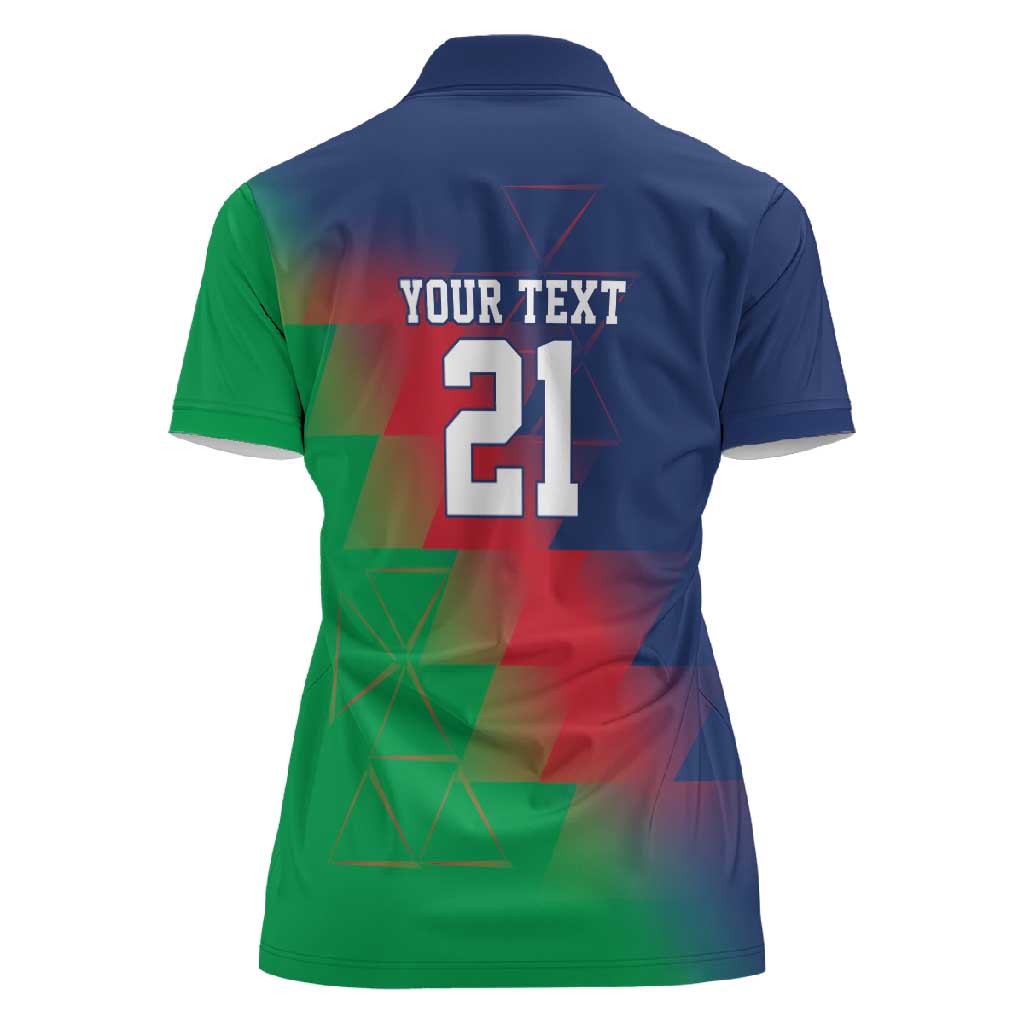 Custom Cricket African Namibia Women Polo Shirt Namibian Gold Sun Flag Motif - African Pride
