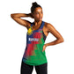 Custom Cricket African Namibia Women Racerback Tank Namibian Gold Sun Flag Motif - African Pride