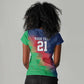 Custom Cricket African Namibia Women V-Neck T-Shirt Namibian Gold Sun Flag Motif - African Pride