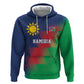 Custom Cricket African Namibia Zip Hoodie Namibian Gold Sun Flag Motif - African Pride