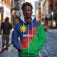 Custom Cricket African Namibia Zip Hoodie Namibian Gold Sun Flag Motif - African Pride