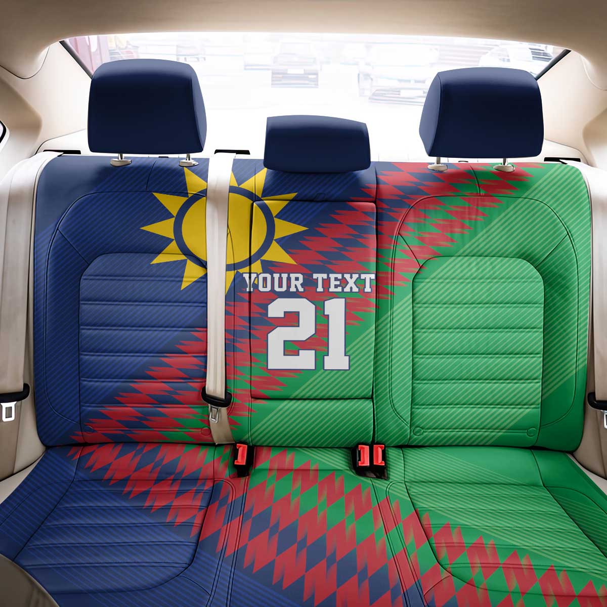 Custom Cricket African Namibia Back Car Seat Cover Namibian Sporty Pattern Flag Motif - African Pride