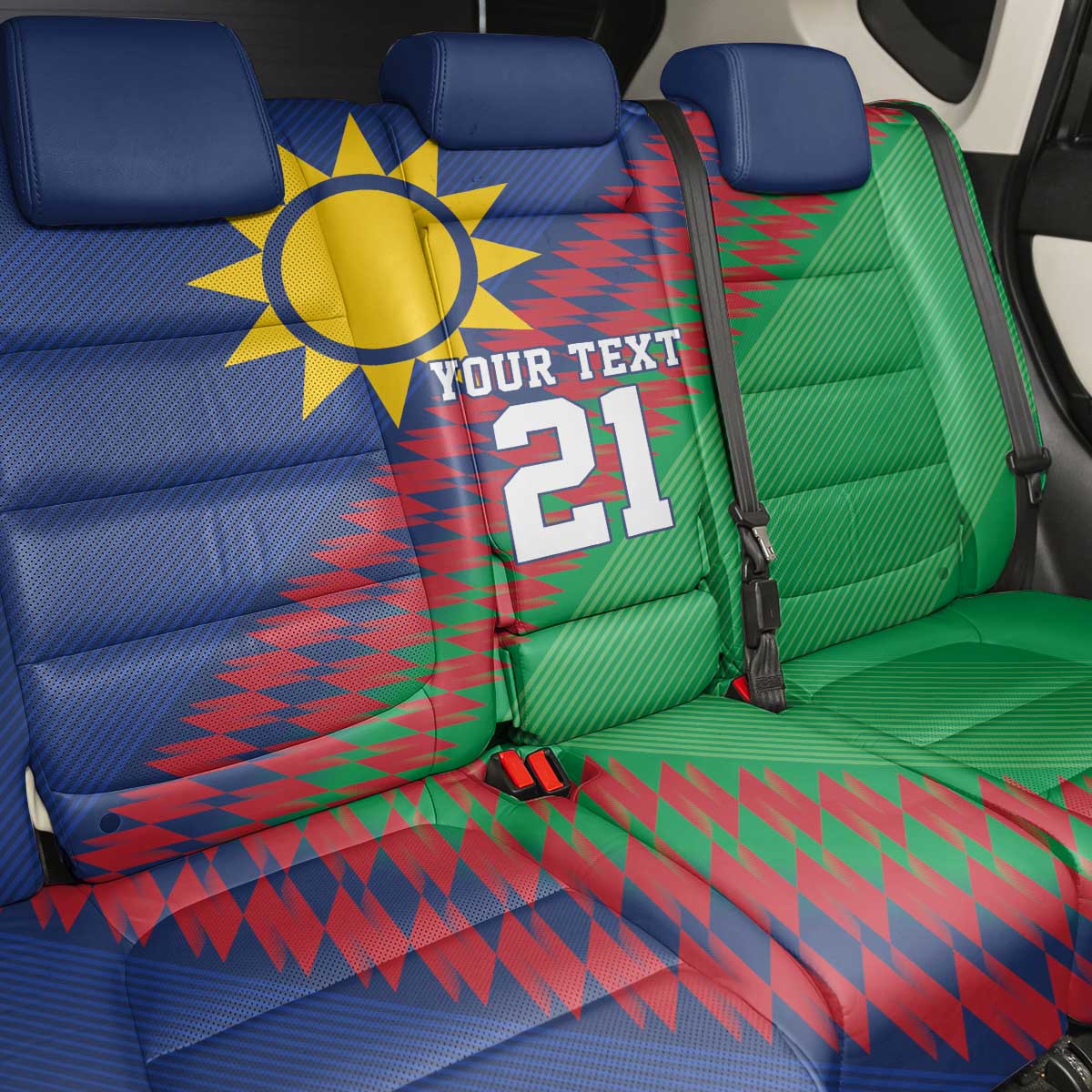 Custom Cricket African Namibia Back Car Seat Cover Namibian Sporty Pattern Flag Motif - African Pride