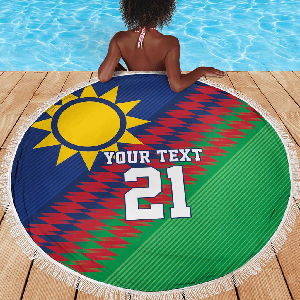 Custom Cricket African Namibia Beach Blanket Namibian Sporty Pattern Flag Motif - African Pride