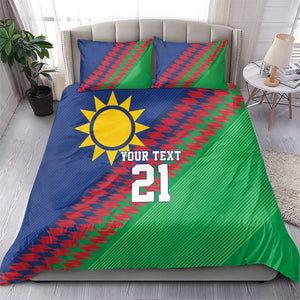 Custom Cricket African Namibia Bedding Set Namibian Sporty Pattern Flag Motif - African Pride