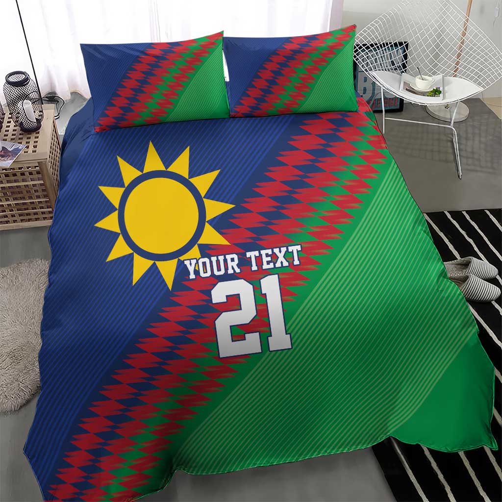 Custom Cricket African Namibia Bedding Set Namibian Sporty Pattern Flag Motif - African Pride