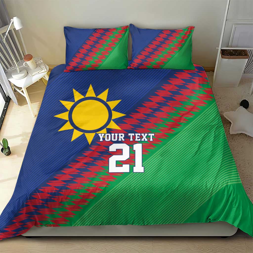Custom Cricket African Namibia Bedding Set Namibian Sporty Pattern Flag Motif - African Pride
