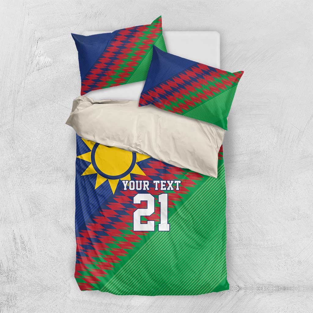 Custom Cricket African Namibia Bedding Set Namibian Sporty Pattern Flag Motif - African Pride