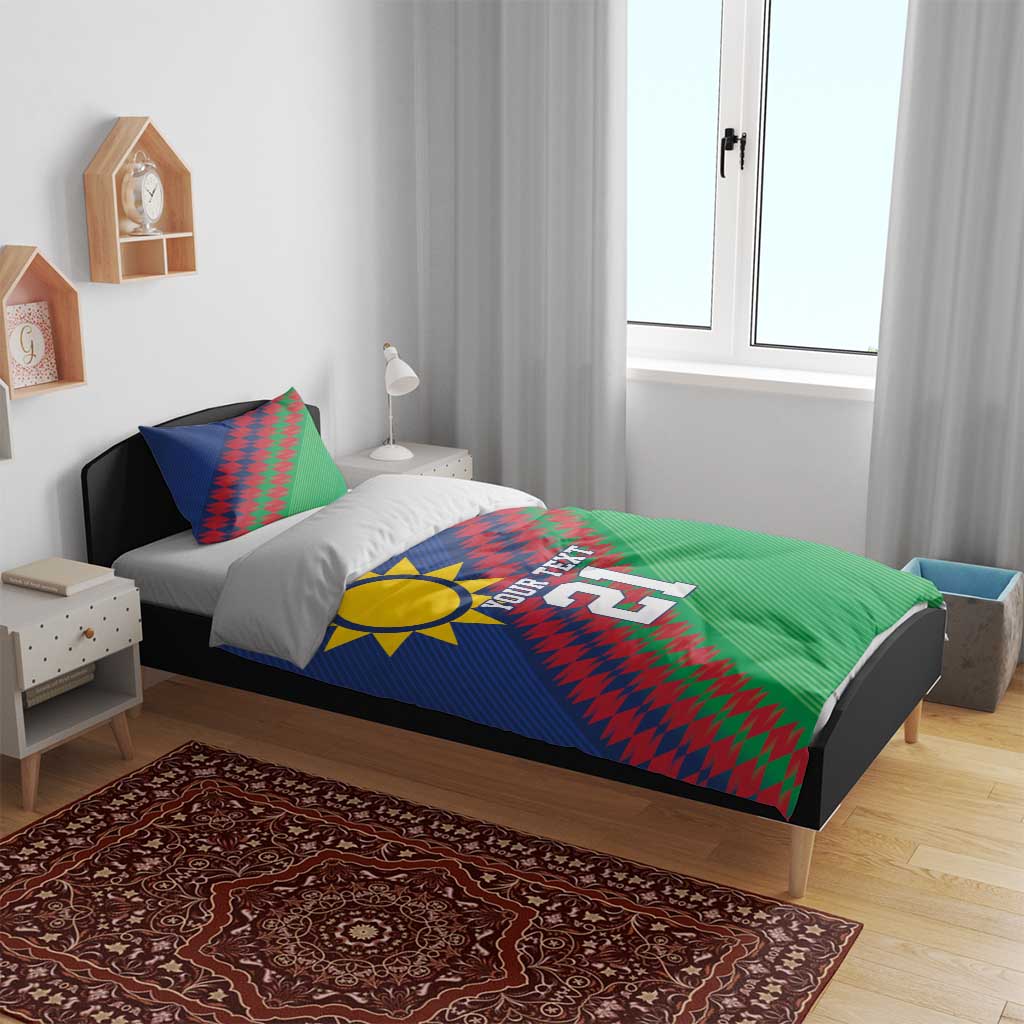 Custom Cricket African Namibia Bedding Set Namibian Sporty Pattern Flag Motif - African Pride