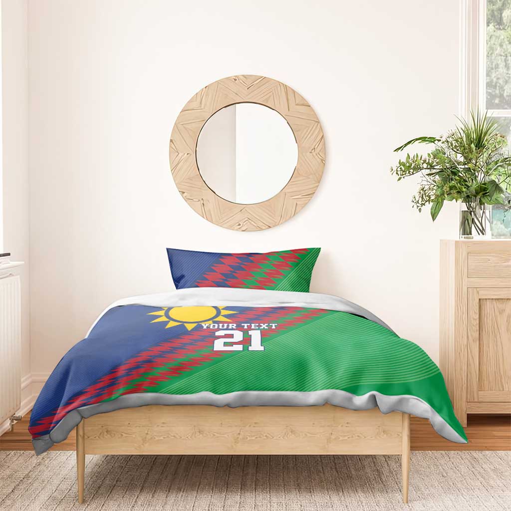 Custom Cricket African Namibia Bedding Set Namibian Sporty Pattern Flag Motif - African Pride