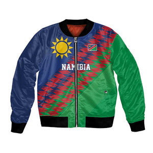 Custom Cricket African Namibia Bomber Jacket Namibian Sporty Pattern Flag Motif - African Pride