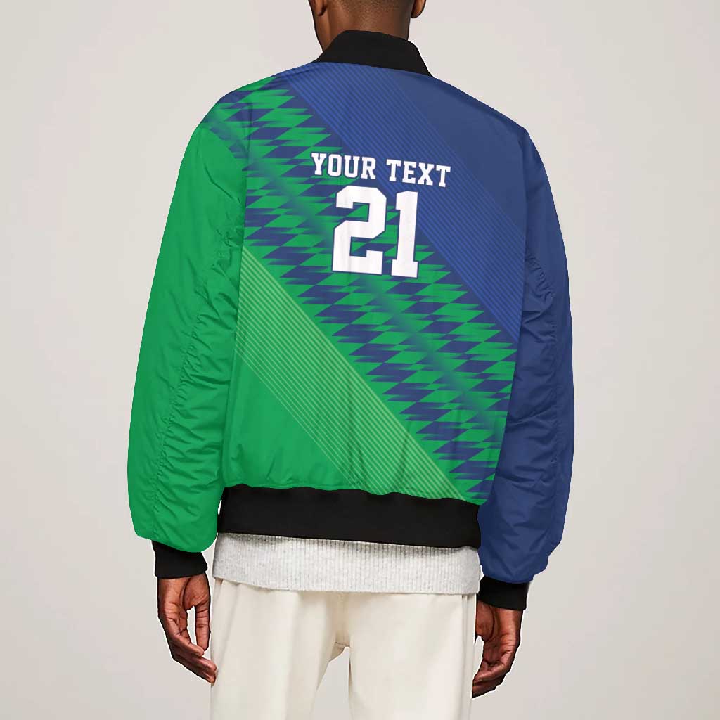 Custom Cricket African Namibia Bomber Jacket Namibian Sporty Pattern Flag Motif - African Pride