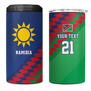 Custom Cricket African Namibia 4 in 1 Can Cooler Tumbler Namibian Sporty Pattern Flag Motif - African Pride