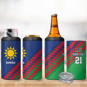 Custom Cricket African Namibia 4 in 1 Can Cooler Tumbler Namibian Sporty Pattern Flag Motif - African Pride