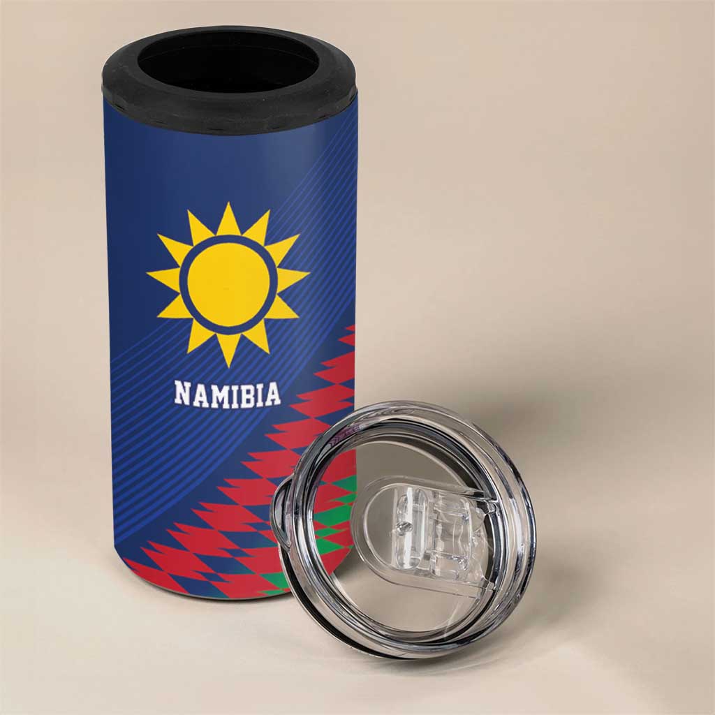 Custom Cricket African Namibia 4 in 1 Can Cooler Tumbler Namibian Sporty Pattern Flag Motif - African Pride
