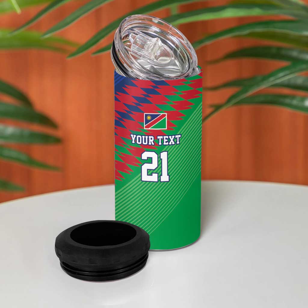 Custom Cricket African Namibia 4 in 1 Can Cooler Tumbler Namibian Sporty Pattern Flag Motif - African Pride