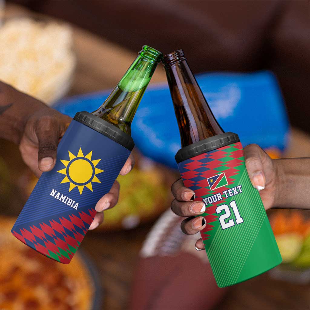 Custom Cricket African Namibia 4 in 1 Can Cooler Tumbler Namibian Sporty Pattern Flag Motif - African Pride