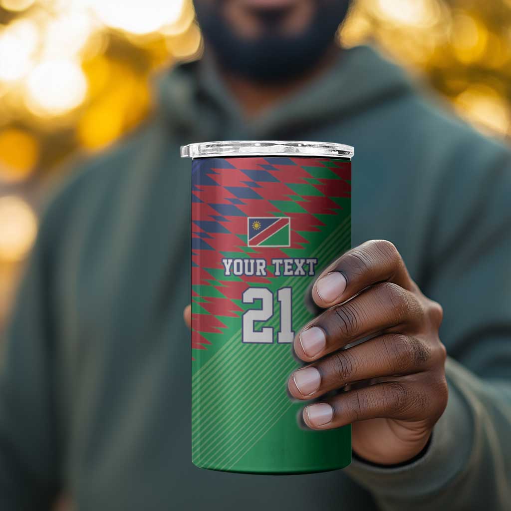 Custom Cricket African Namibia 4 in 1 Can Cooler Tumbler Namibian Sporty Pattern Flag Motif - African Pride