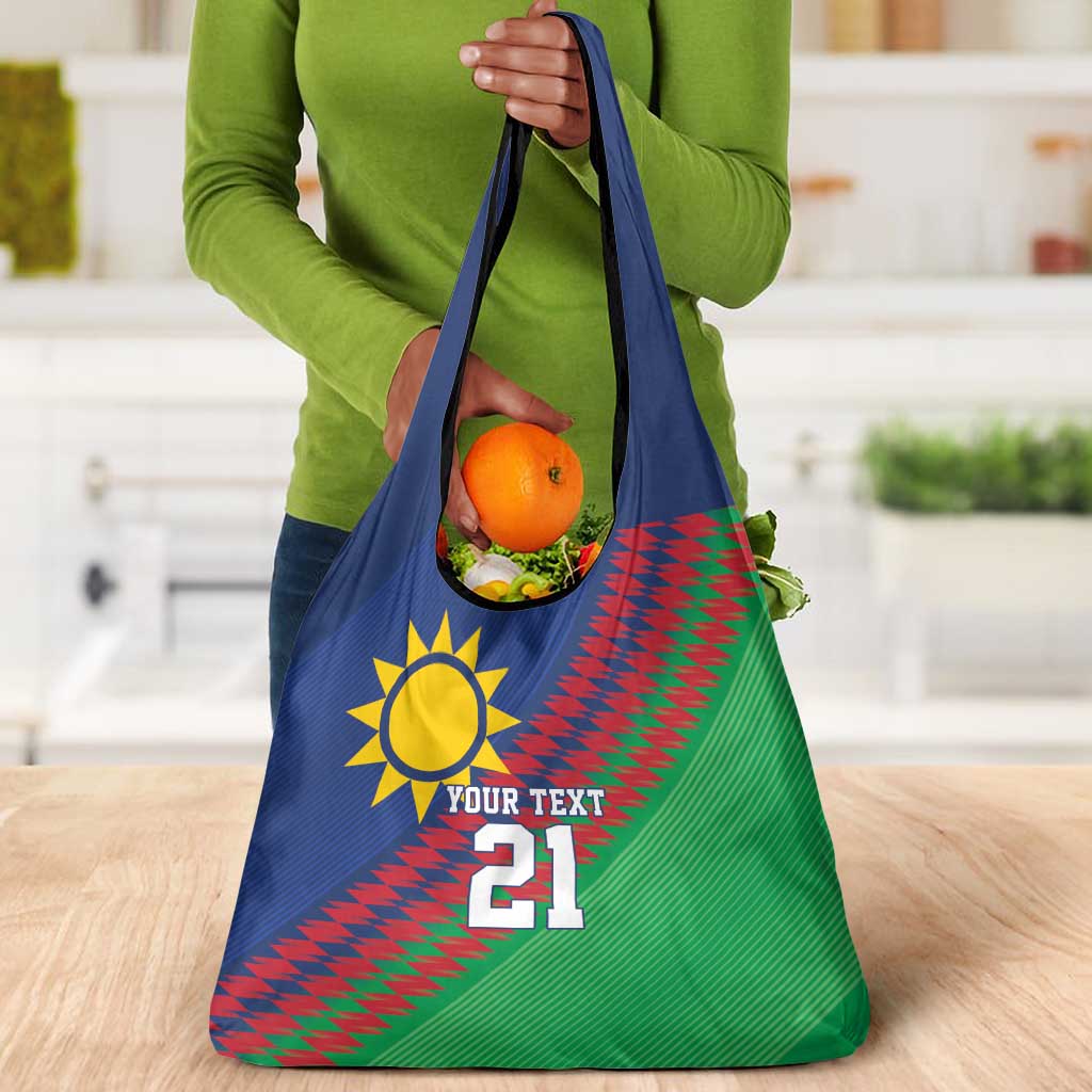 Custom Cricket African Namibia Grocery Bag Namibian Sporty Pattern Flag Motif - African Pride