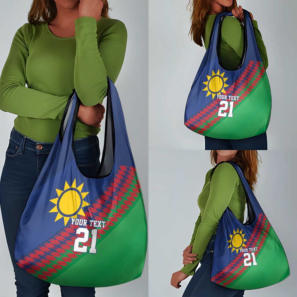 Custom Cricket African Namibia Grocery Bag Namibian Sporty Pattern Flag Motif - African Pride