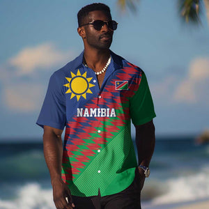 Custom Cricket African Namibia Hawaiian Shirt Namibian Sporty Pattern Flag Motif - African Pride
