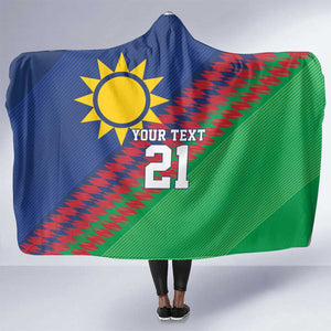 Custom Cricket African Namibia Hooded Blanket Namibian Sporty Pattern Flag Motif - African Pride