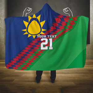 Custom Cricket African Namibia Hooded Blanket Namibian Sporty Pattern Flag Motif - African Pride