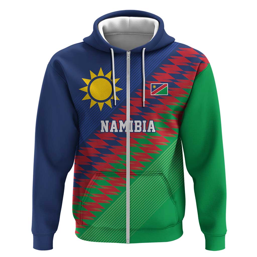 Custom Cricket African Namibia Hoodie Namibian Sporty Pattern Flag Motif - African Pride