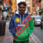 Custom Cricket African Namibia Hoodie Namibian Sporty Pattern Flag Motif - African Pride