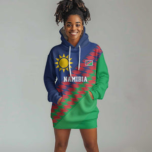 Custom Cricket African Namibia Hoodie Dress Namibian Sporty Pattern Flag Motif - African Pride