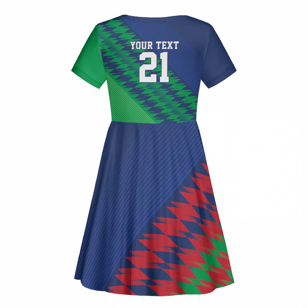 Custom Cricket African Namibia Kid Short Sleeve Dress Namibian Sporty Pattern Flag Motif - African Pride