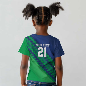 Custom Cricket African Namibia Kid T shirt Namibian Sporty Pattern Flag Motif - African Pride