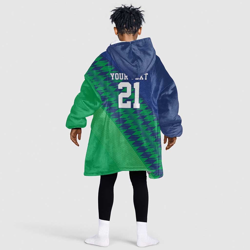Custom Cricket African Namibia Kid Wearable Blanket Hoodie Namibian Sporty Pattern Flag Motif - African Pride