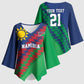 Custom Cricket African Namibia Kimono Sleeve Blouse Namibian Sporty Pattern Flag Motif