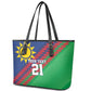 Custom Cricket African Namibia Leather Tote Bag Namibian Sporty Pattern Flag Motif - African Pride