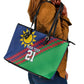 Custom Cricket African Namibia Leather Tote Bag Namibian Sporty Pattern Flag Motif - African Pride